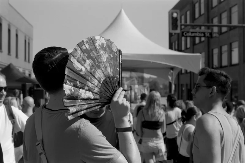 Fanning the Heat Away shot on Ilford FP4 Plus 125 with a Nikon F, developed at The Lab Vancouver, by Kryptexz