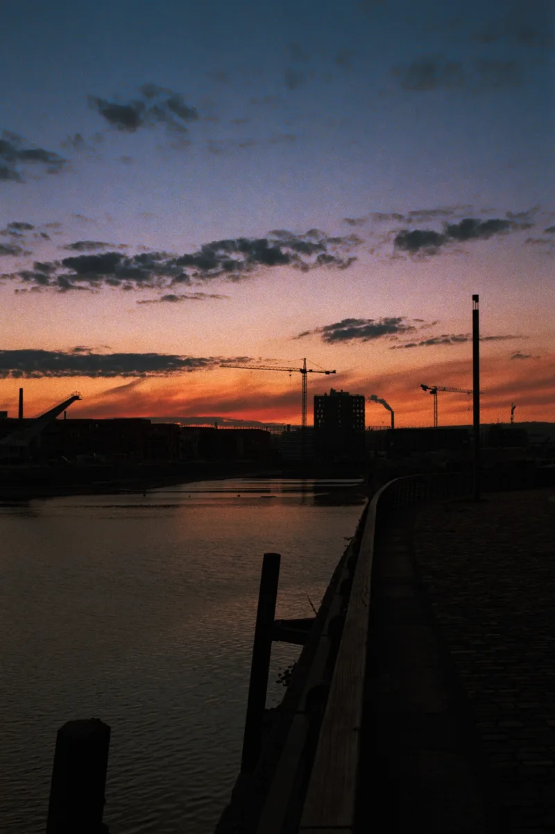 Industrial Sunset shot on Kodak Gold 200 with a Revue 400 SE, developed at On Film Lab, by Chillsburg