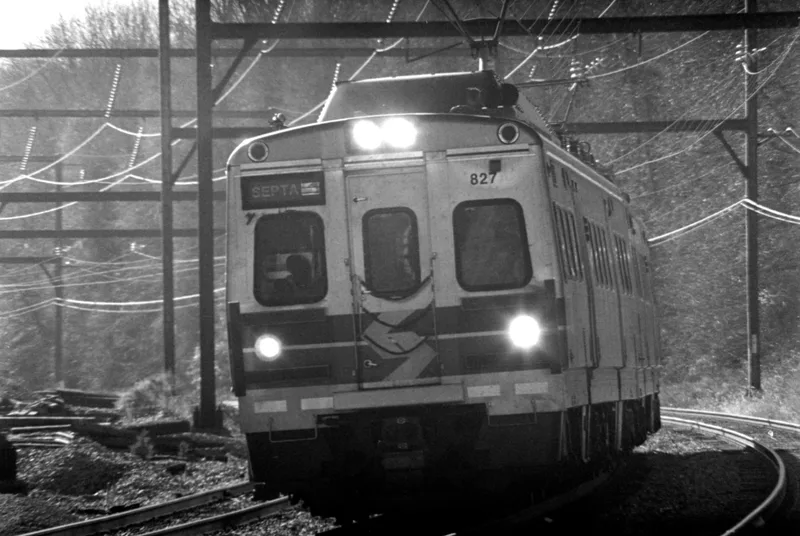 Silverliner V headed for West Trenton shot on Kodak Tri-X 400 with a Pentax A3000, developed at Home / Self-Developed, by Murry Shotwell